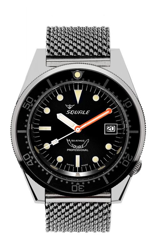 Squale 1521 Black Polished Mesh