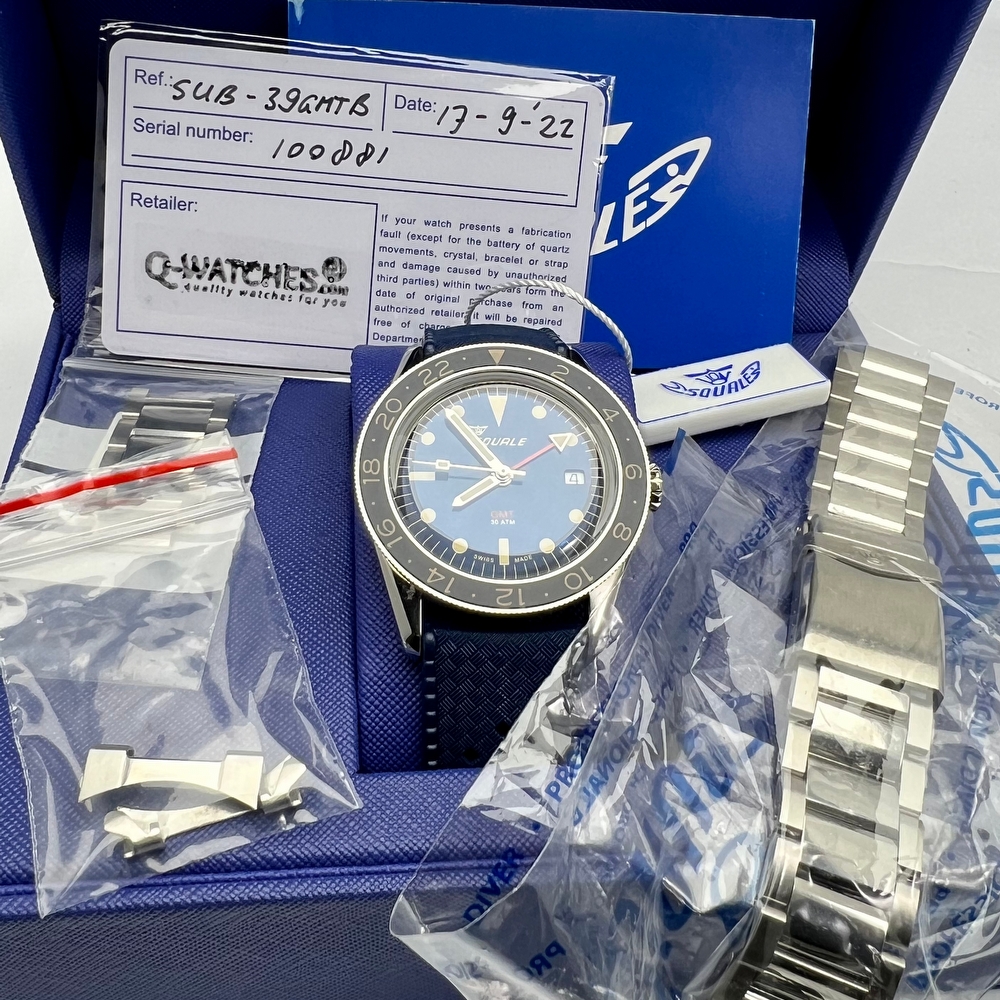 Squale Sub 39 GMT Blue Vintage Bracelet and Tropic 