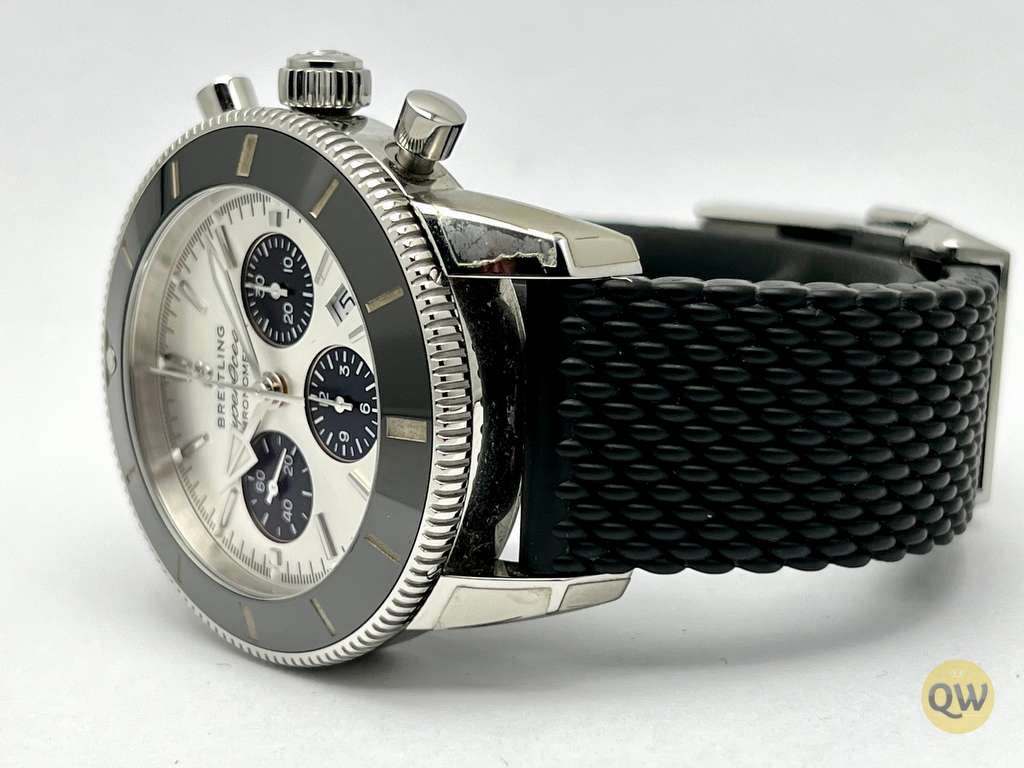 Breitling Superocean Heritage B01 Chronograph 44 Black Dial Black Mesh Bracelet Watch for Men - UB01621A1M1S1