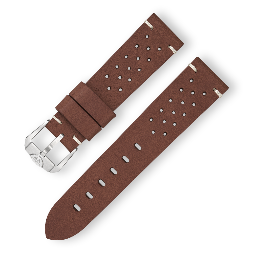 Perforated Brown Leather Strap - 22mm